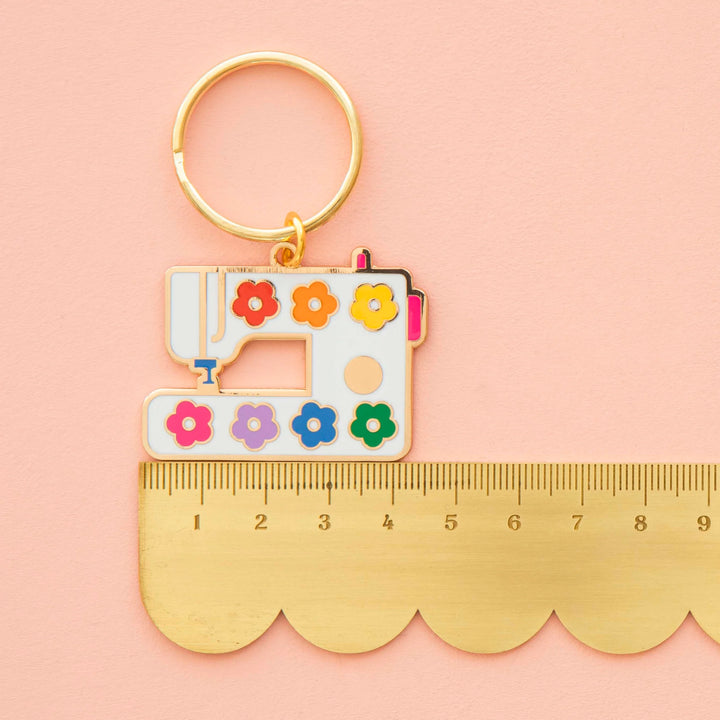 Sewing Machine Enamel Keychain