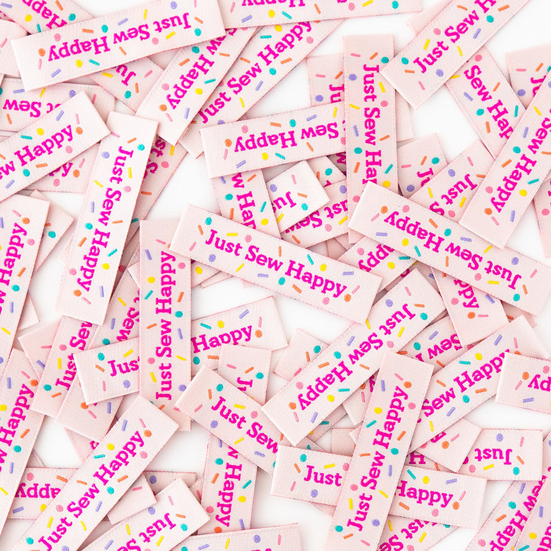 Just Sew Happy Tied with a Ribbon - Woven Label by Sarah Heartsls