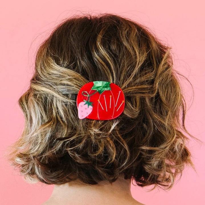Sewing Tomato Pincushion French Barrette