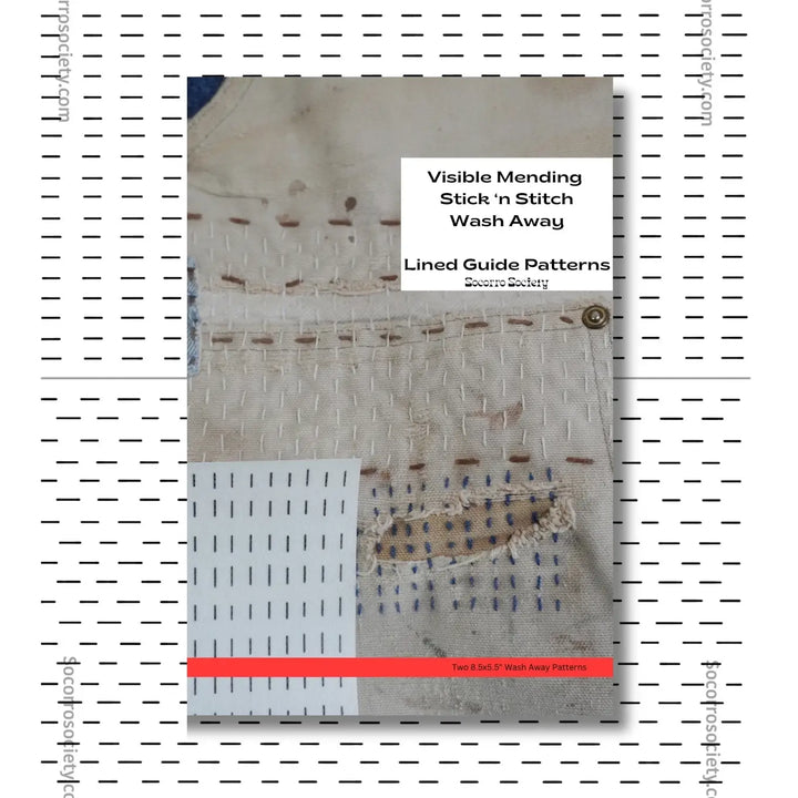 Sashiko-Inspired Stick and Stitch Pattern Sheets - Lined Half Sheet