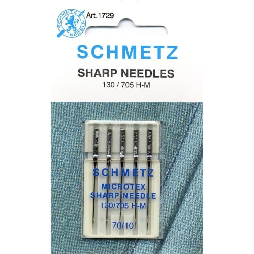 Machine Needles - Microtex - Sizes 60/8, 70/10, 80/12, 90/14, 100/16 (5 per pkg)