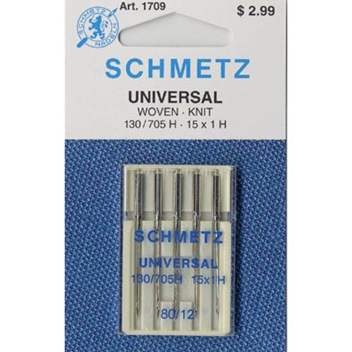 Machine Needles - Universal - sizes 65/9, 70/10, 80/12, 90/14, 100/16 (5 count ea)