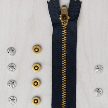 Jeans Making Kit with Zipper Fly – Includes Rivets, Buttons, YKK Zipper & Needles for DIY Denim Sewing