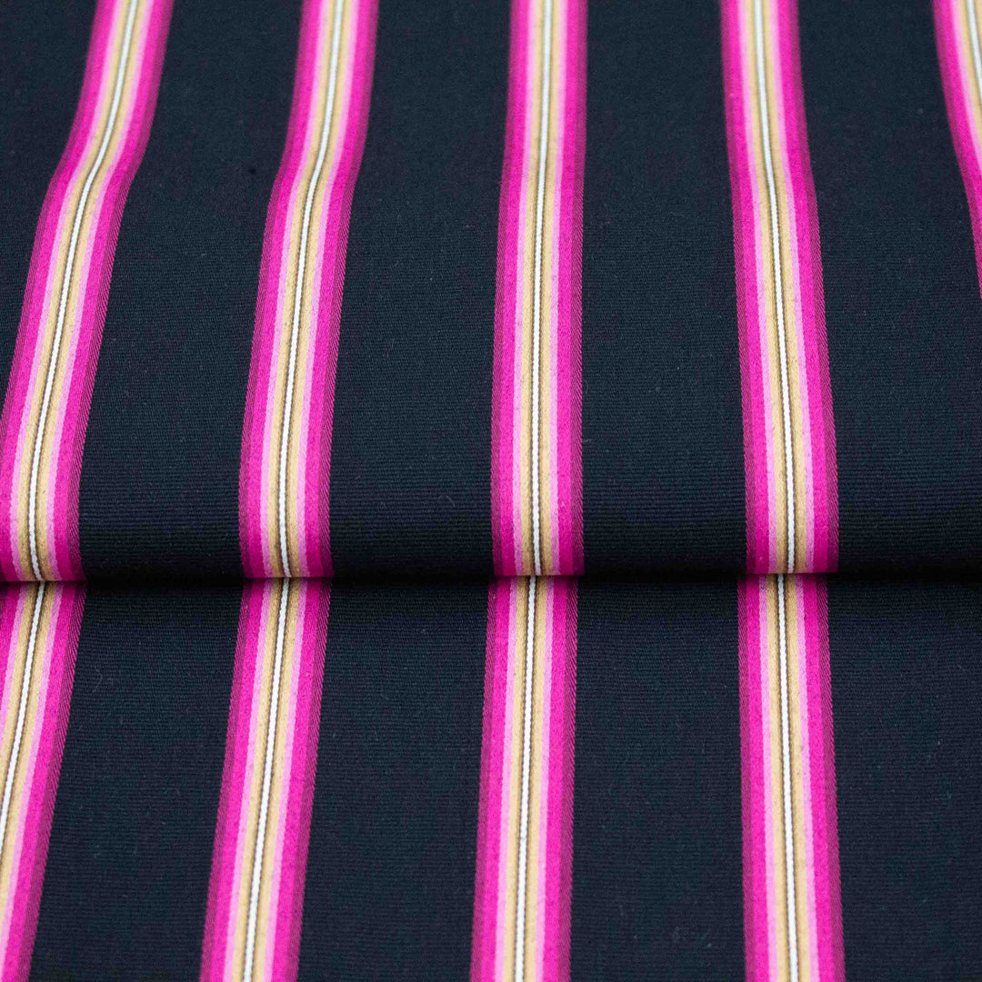 Shirting - Fuschia Japanese Stripes on Black