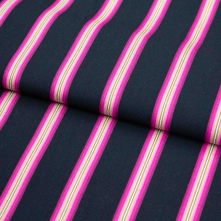 Shirting - Fuschia Japanese Stripes on Black