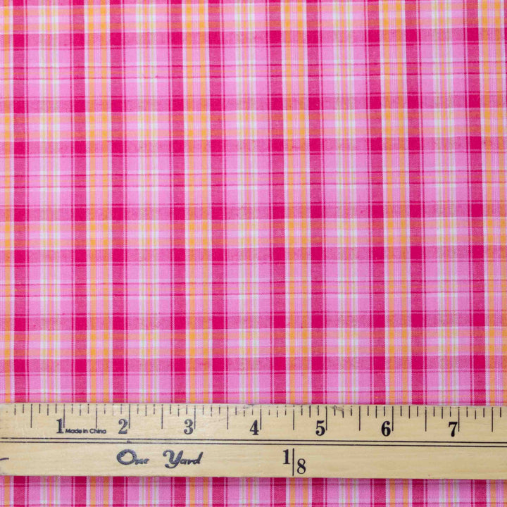 Shirting - Pink and Orange Yarn Dyed Plaid