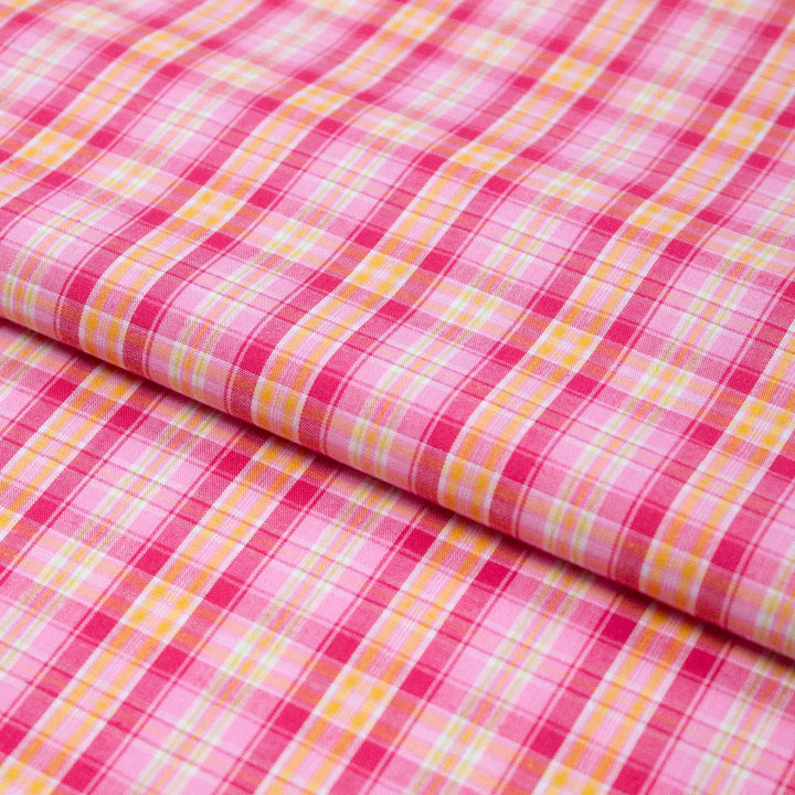 Shirting - Pink and Orange Yarn Dyed Plaid