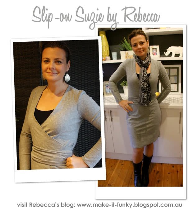Style Arc Slip-On Suzie Dress sewing pattern with faux wrap design and cap or long sleeve options