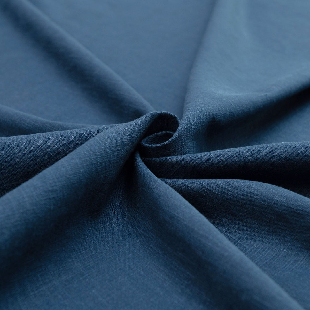 Soft Wash Linen - Navy color – 100% prewashed medium-weight linen, ideal for dresses, skirts, jackets, and jumpsuits