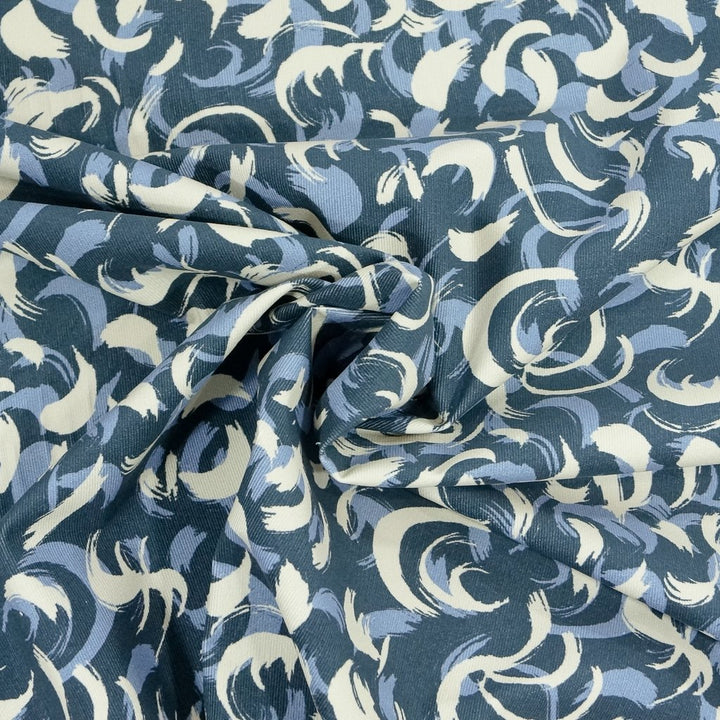 Navy blue corduroy with artistic paint-like strokes – Italian deadstock fabric