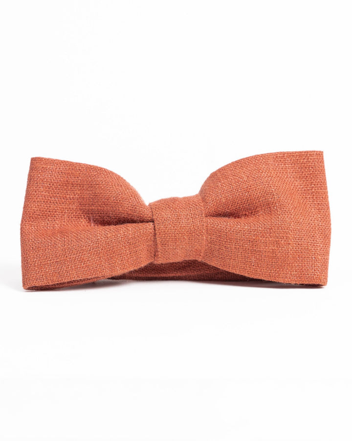 Handmade men's linen bowtie in fall/winter colors with adjustable strap and hidden clasp.