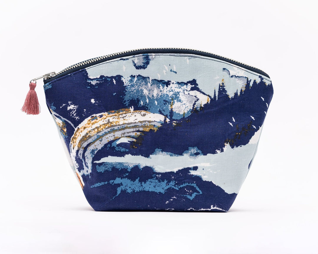 Colorful Makeup Bag with Tassel, Crafted from Rayon Challis, Perfect Travel Companion