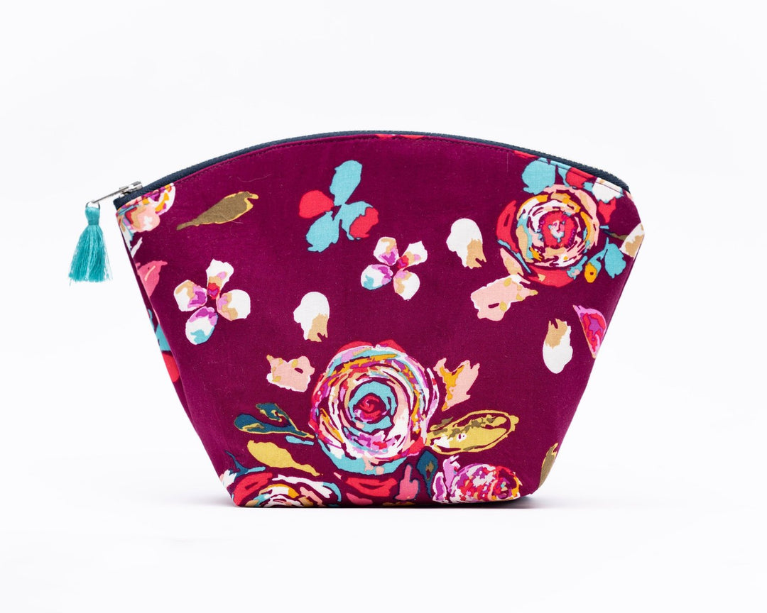 Colorful Makeup Bag with Tassel, Crafted from Rayon Challis, Perfect Travel Companion