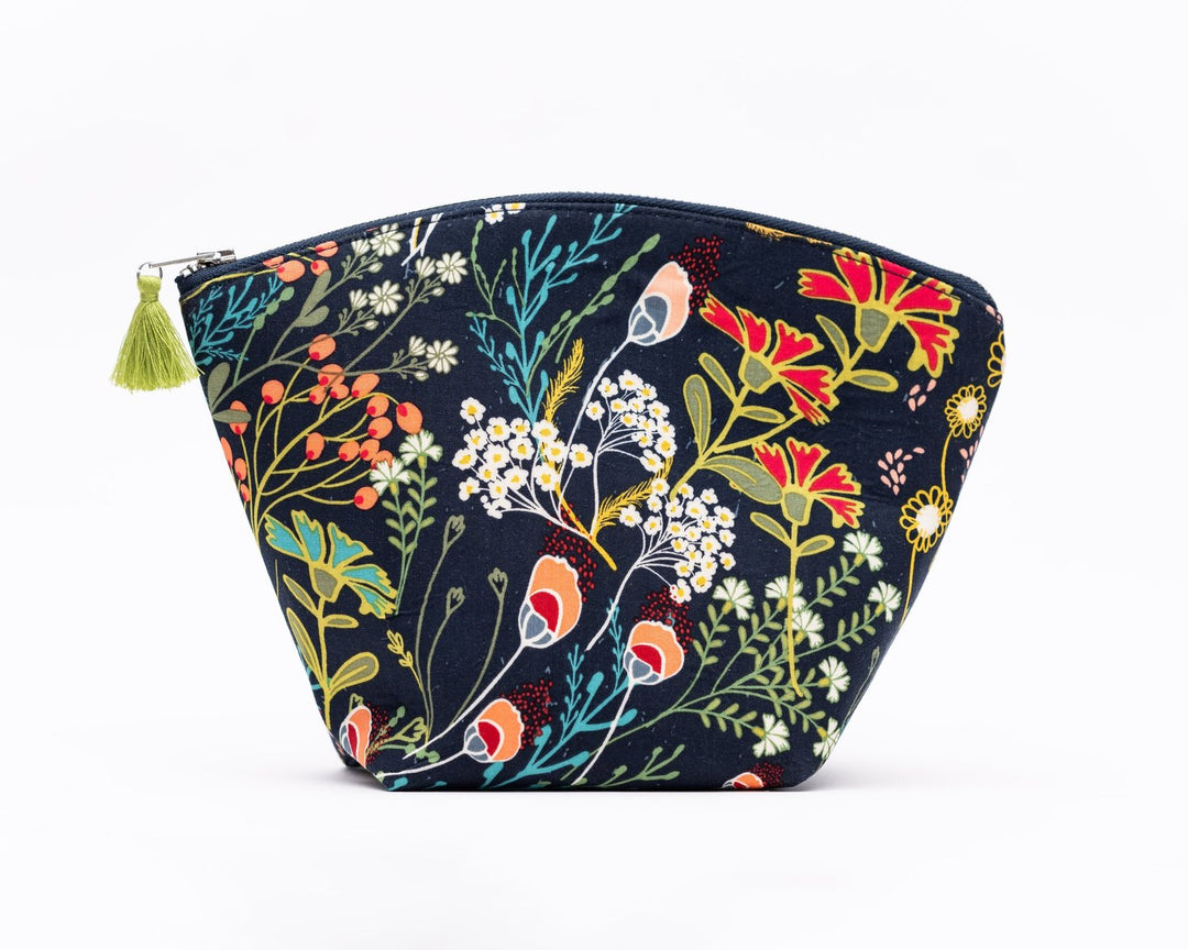 Colorful Makeup Bag with Tassel, Crafted from Rayon Challis, Perfect Travel Companion