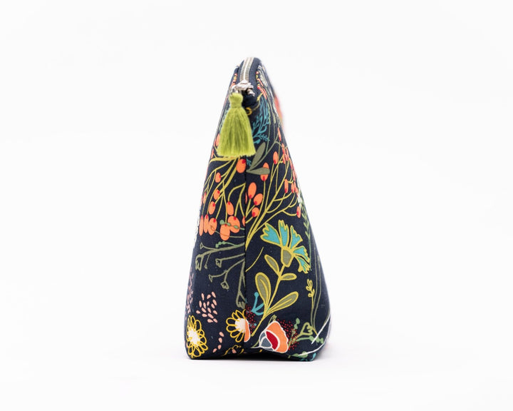 Colorful Makeup Bag with Tassel, Crafted from Rayon Challis, Perfect Travel Companion