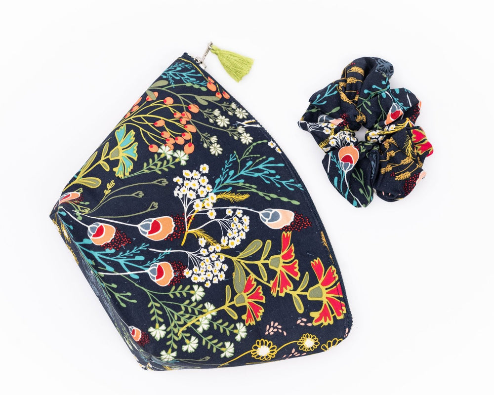 Colorful Makeup Bag with Tassel, Crafted from Rayon Challis, Perfect Travel Companion