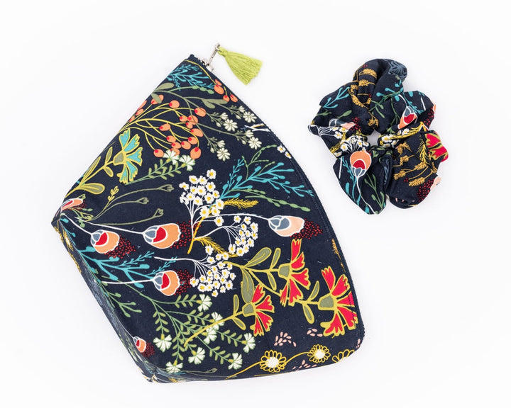 Colorful Makeup Bag with Tassel, Crafted from Rayon Challis, Perfect Travel Companion