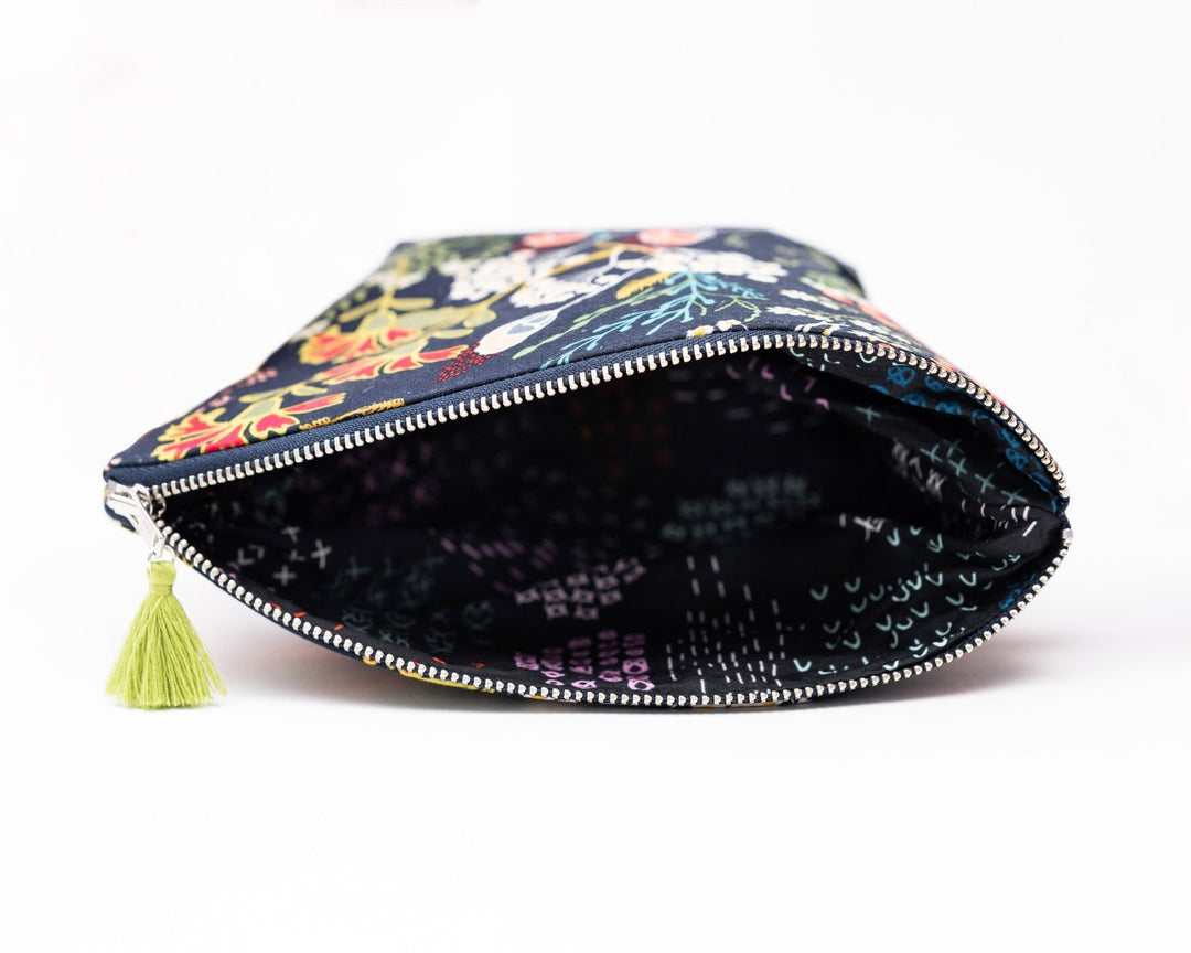 Colorful Makeup Bag with Tassel, Crafted from Rayon Challis, Perfect Travel Companion