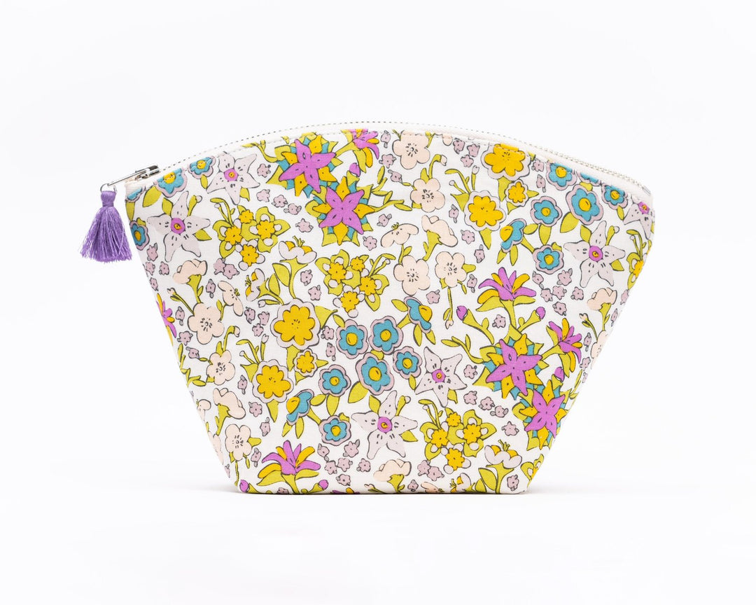 Colorful Makeup Bag with Tassel, Crafted from Rayon Challis, Perfect Travel Companion