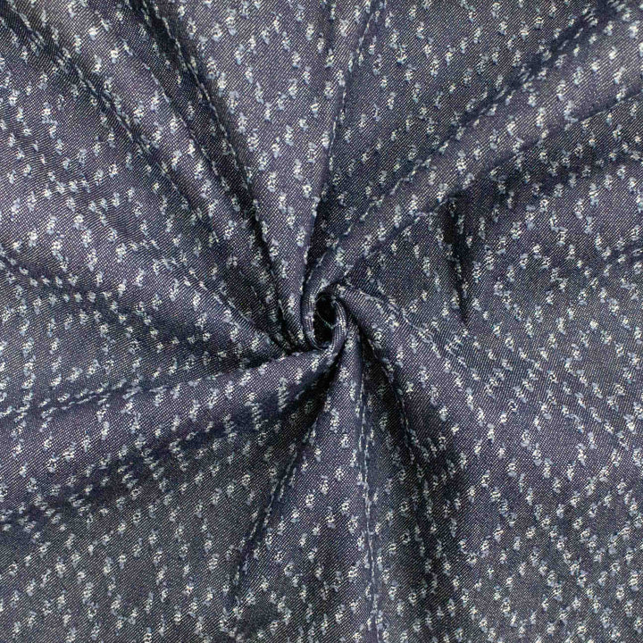 Cotton Perforated Denim - Diamond Navy