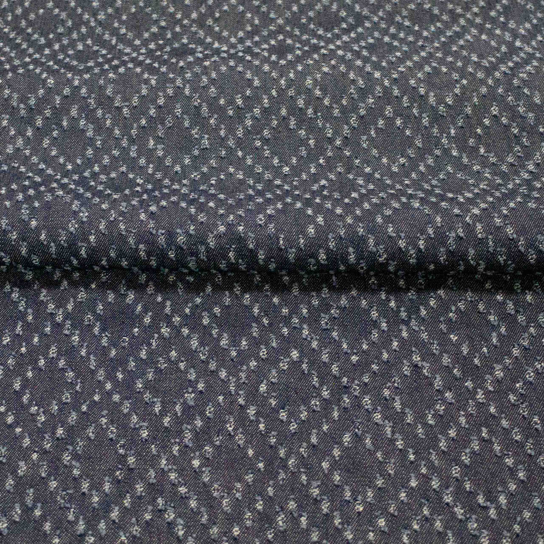 Cotton Perforated Denim - Diamond Navy