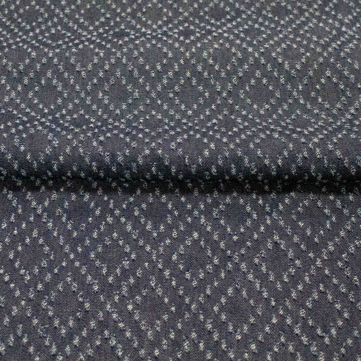 Cotton Perforated Denim - Diamond Navy