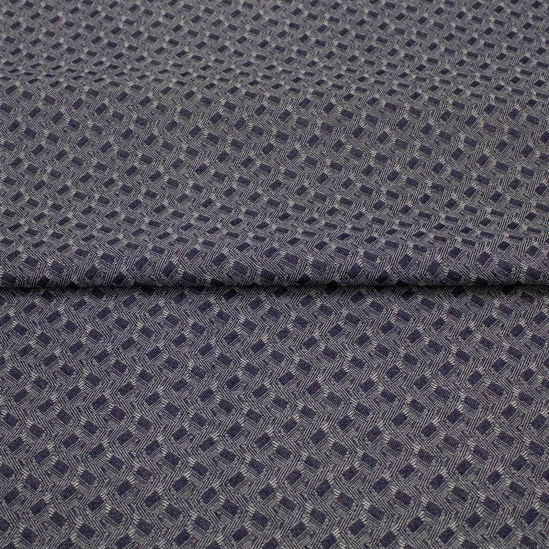 Cotton Denim - Geometric Navy