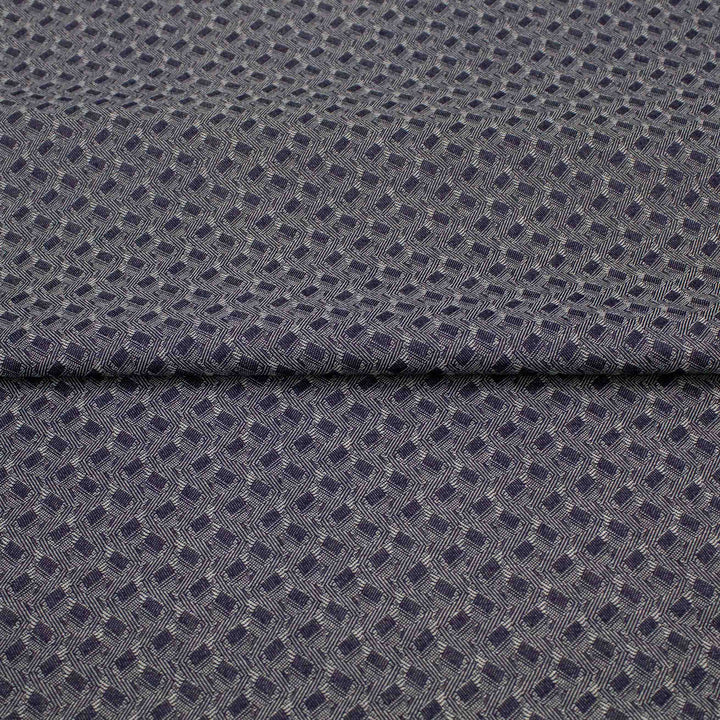 Cotton Denim - Geometric Navy