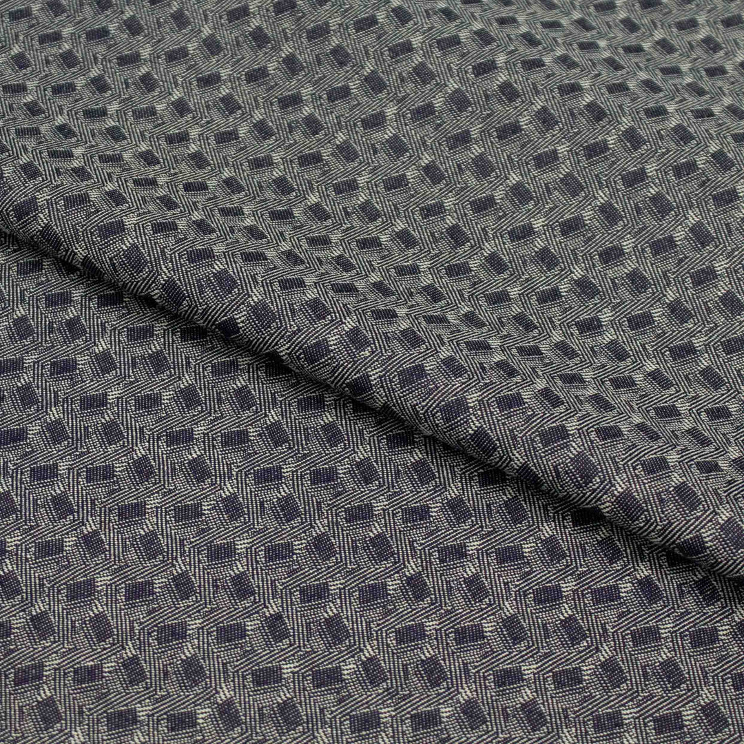 Cotton Denim - Geometric Navy