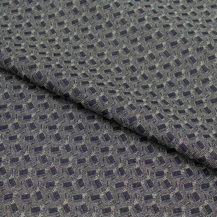 Cotton Denim - Geometric Navy