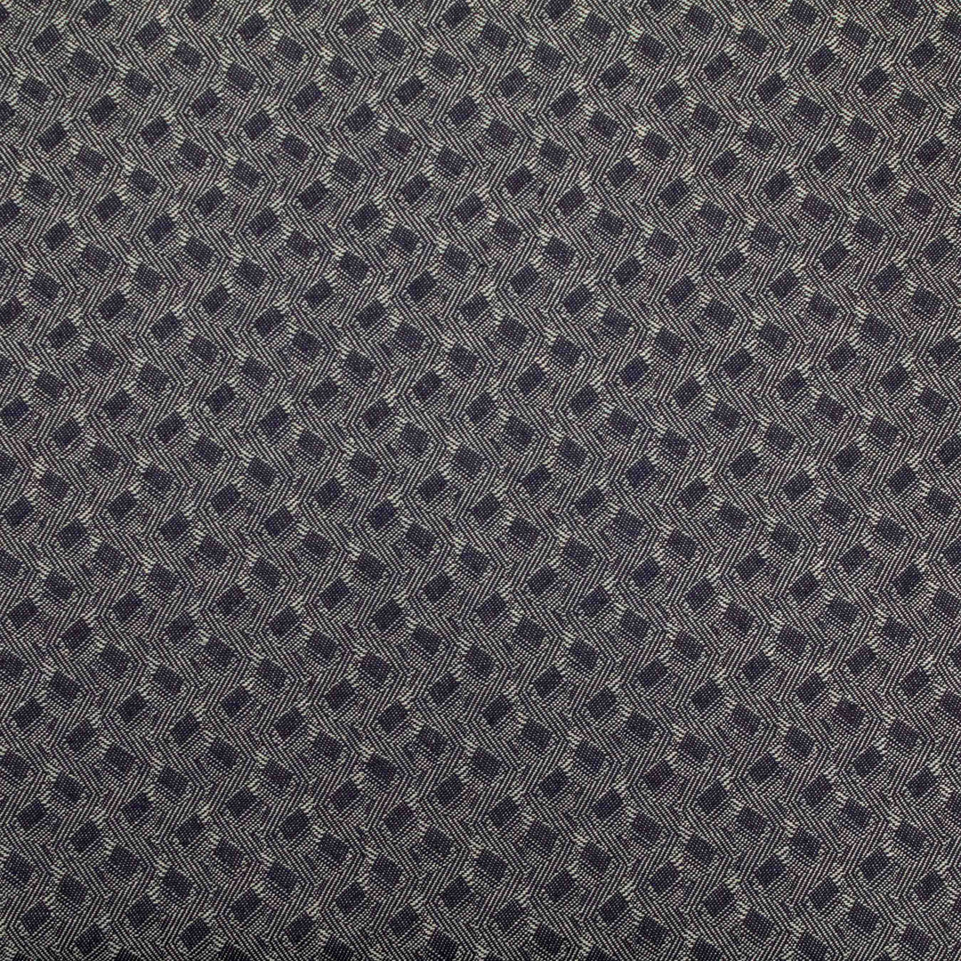 Cotton Denim - Geometric Navy