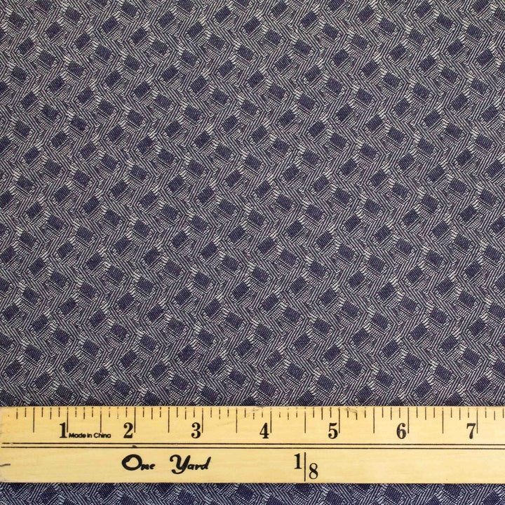 Cotton Denim - Geometric Navy