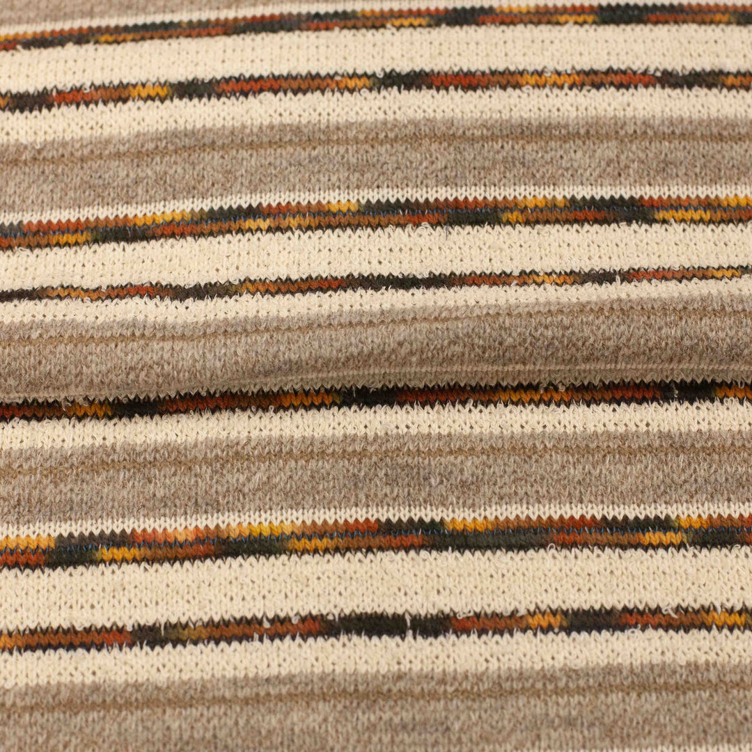 Sweater Knit - Cotton Blend - Grey, Cream, and Brown Stripes