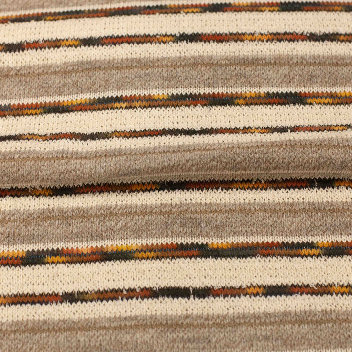 Sweater Knit - Cotton Blend - Grey, Cream, and Brown Stripes