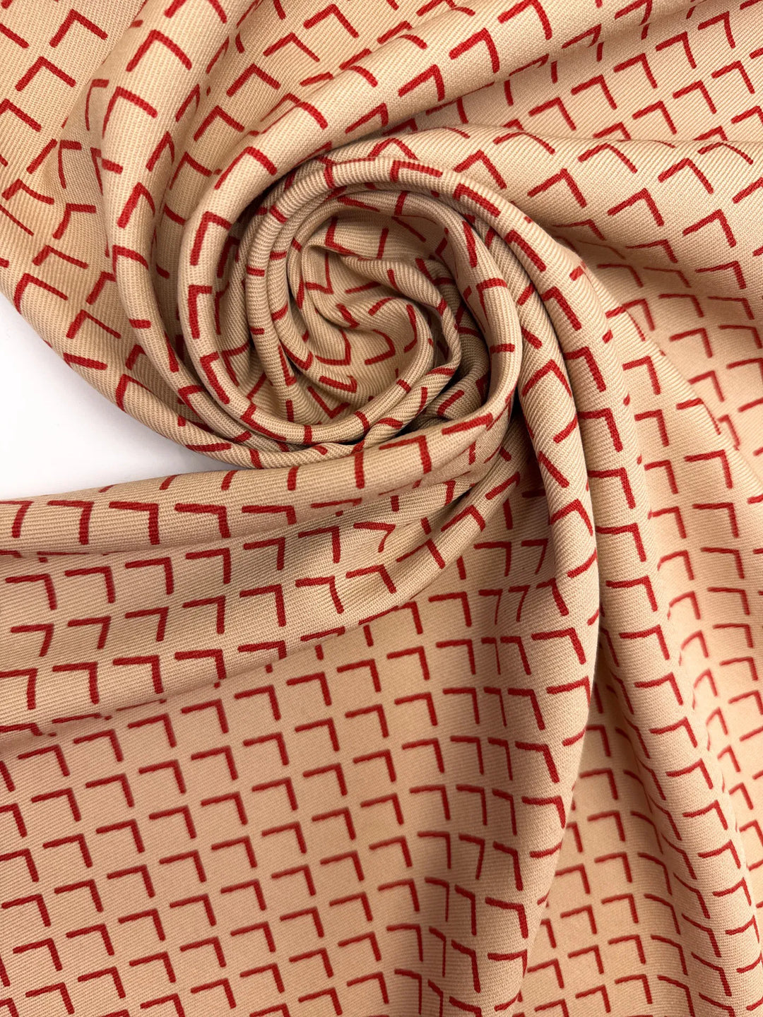 Wool Suiting fabric in Beige with Red Diamonds, 100% Wool, ideal for suits and coats.