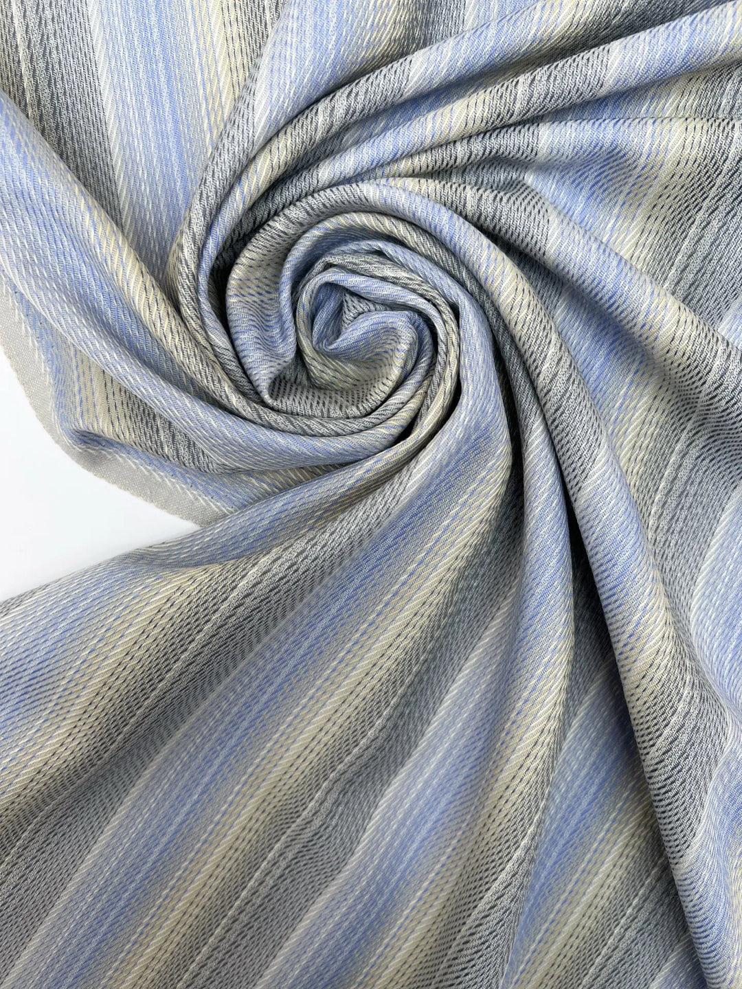 Light Blue and Gray Soft Stripes Wool Suiting Fabric - 100% Wool, Italian-made, 60 inches wide