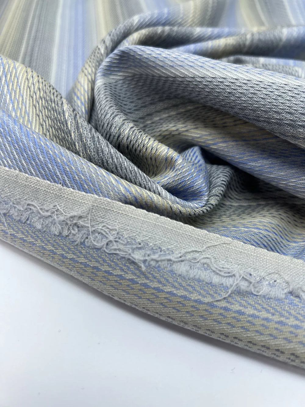 Light Blue and Gray Soft Stripes Wool Suiting Fabric - 100% Wool, Italian-made, 60 inches wide