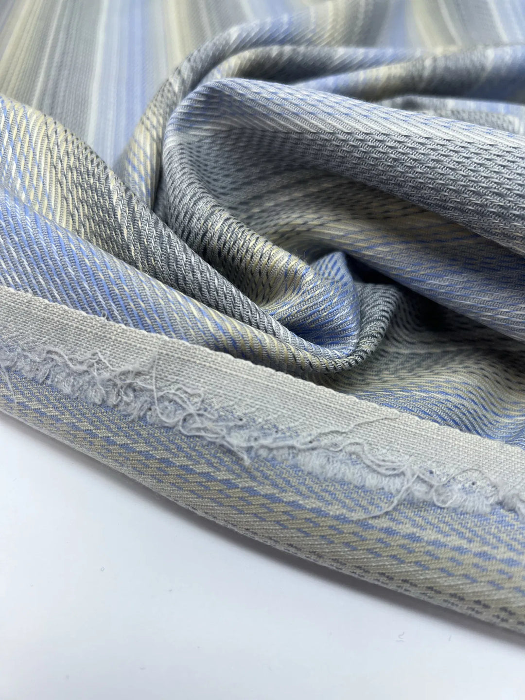 Light Blue and Gray Soft Stripes Wool Suiting Fabric - 100% Wool, Italian-made, 60 inches wide