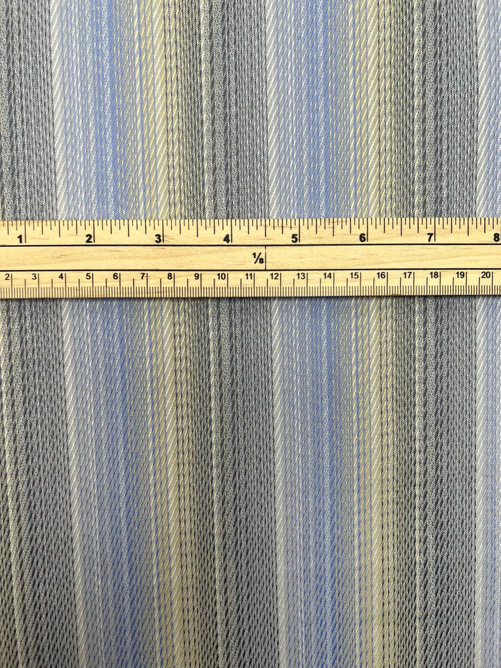 Light Blue and Gray Soft Stripes Wool Suiting Fabric - 100% Wool, Italian-made, 60 inches wide