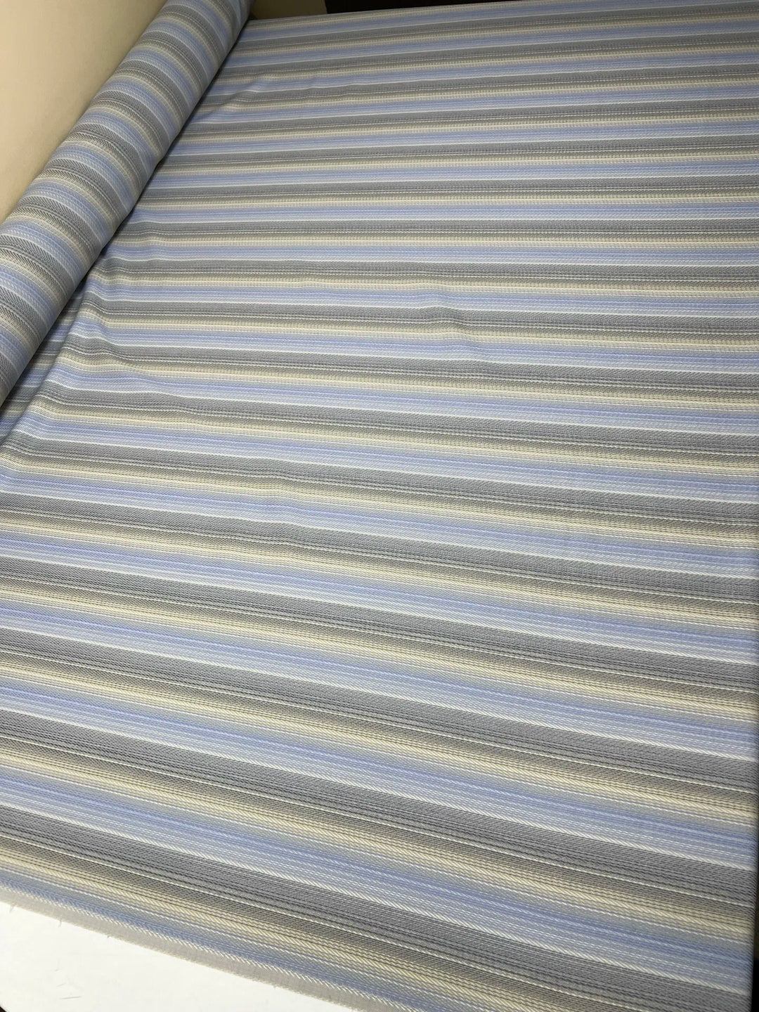 Light Blue and Gray Soft Stripes Wool Suiting Fabric - 100% Wool, Italian-made, 60 inches wide