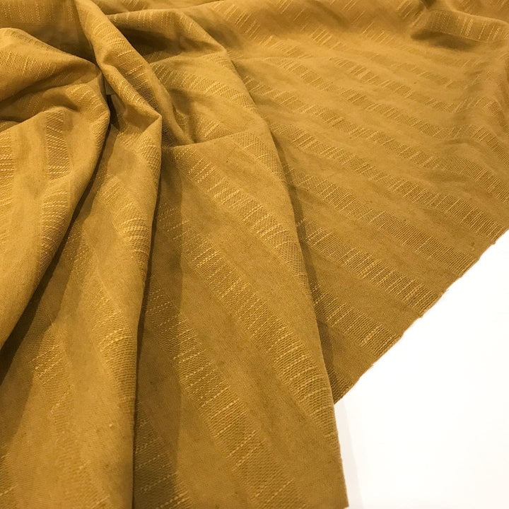 Textured Stripe Cotton and Linen Blend – Breathable 85% cotton and 15% linen fabric with textured stripes, perfect for skirts, pants, and dresses.