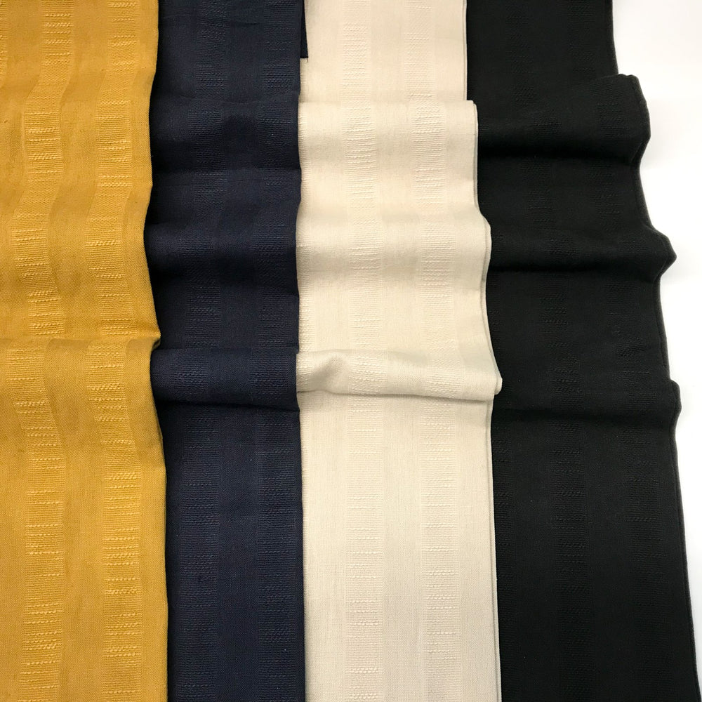 Textured Stripe Cotton and Linen Blend – Breathable 85% cotton and 15% linen fabric with textured stripes, perfect for skirts, pants, and dresses.
