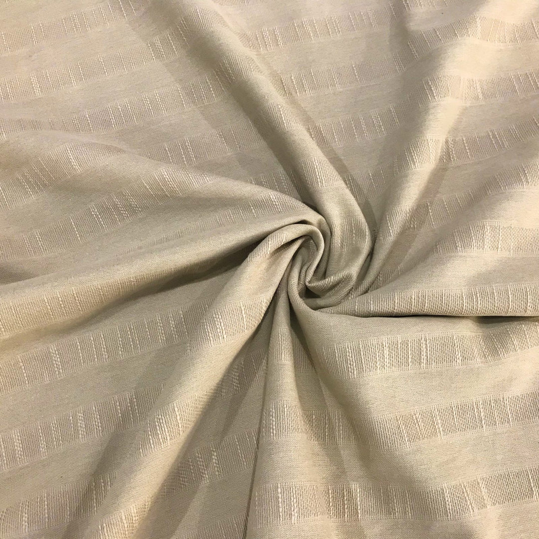 Textured Stripe Cotton and Linen Blend – Breathable 85% cotton and 15% linen fabric with textured stripes, perfect for skirts, pants, and dresses.
