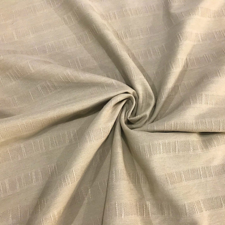 Textured Stripe Cotton and Linen Blend – Breathable 85% cotton and 15% linen fabric with textured stripes, perfect for skirts, pants, and dresses.