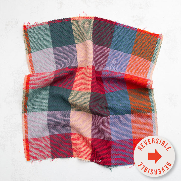 Cotton Woven - Waffle Happy Checkers in Sangria