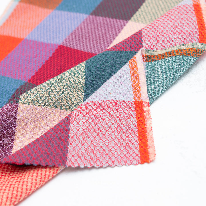 Cotton Woven - Waffle Happy Checkers in Sangria