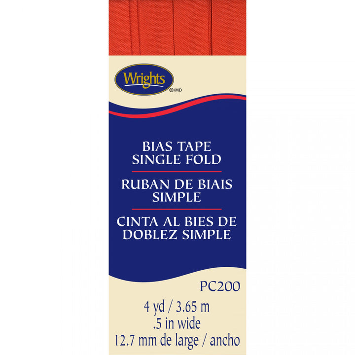 Single fold orange bias tape 1/2 inch