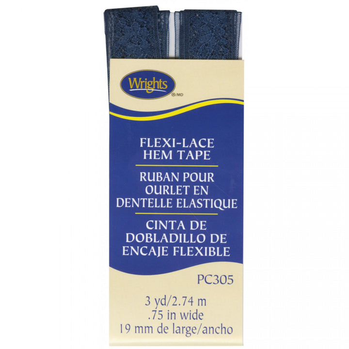 Flexi-Lace Hem Tape 3/4 x 3 yards navy decorative sewing trim by Wrights