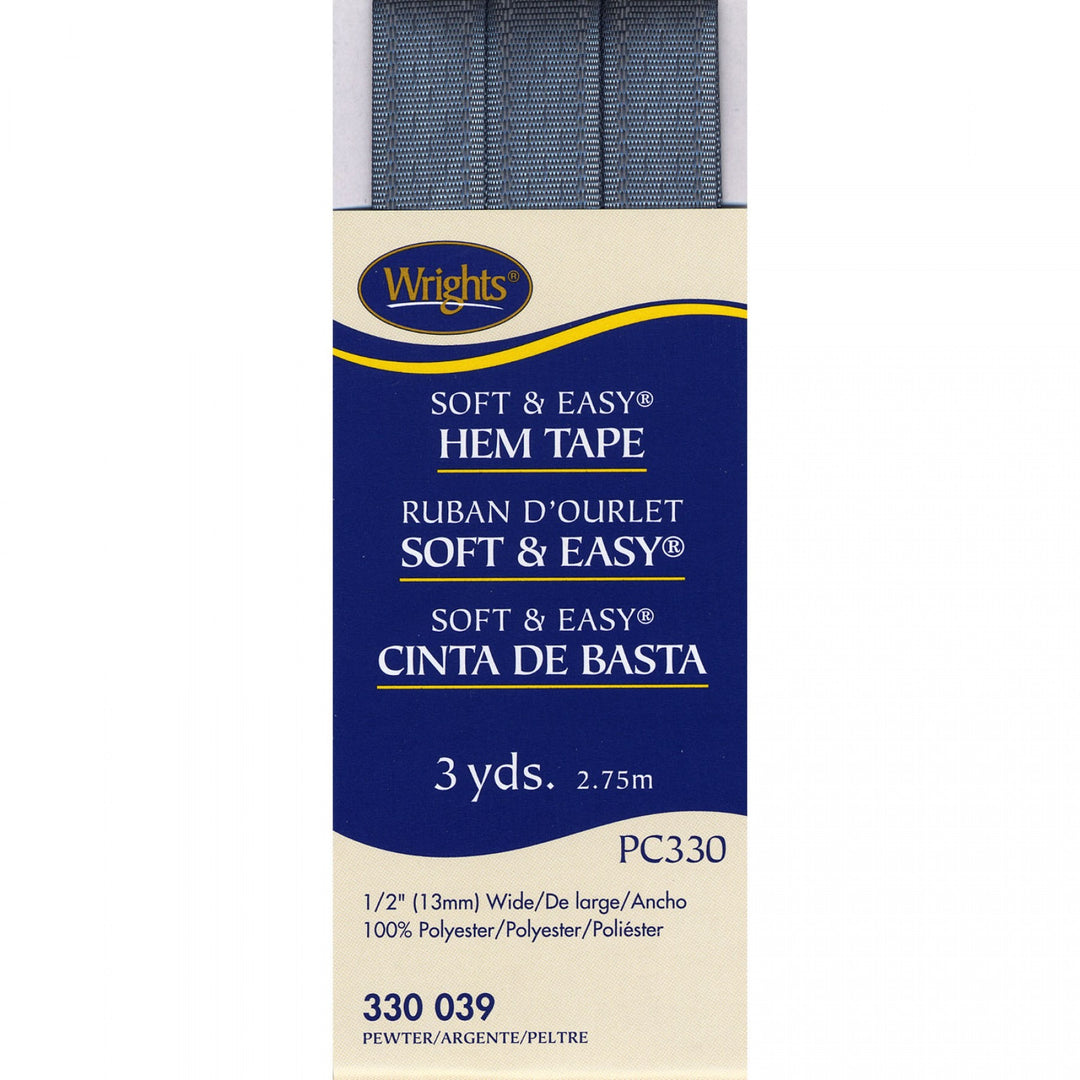 Soft & Easy Hem Tape 1/2 inch x 3 yards in beige, navy, oyster, pewter, black, available for hemming and clothing repairs