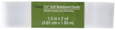 Soft Waistband Elastic - 1.5" - White (2 yard piece)